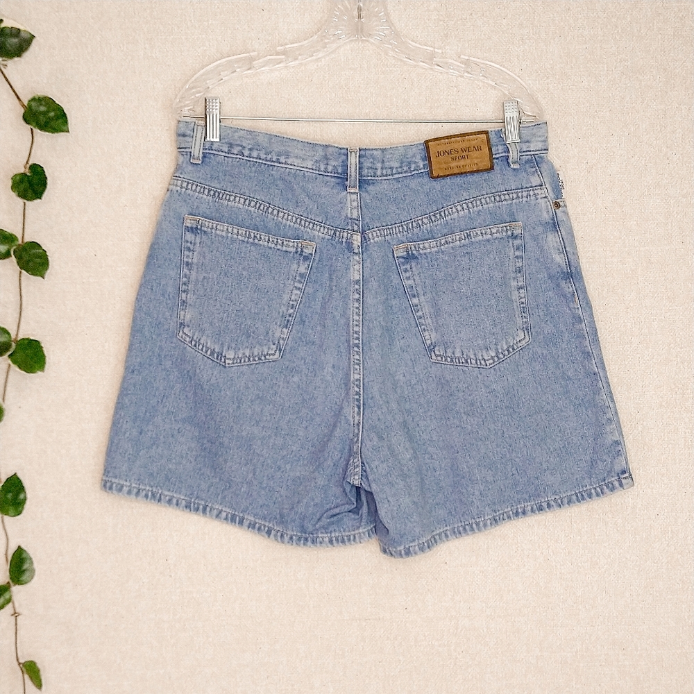Vintage 90s Jones Wear Sport Light Wash High Waisted Rise Mom Jean Shorts Sz 14 - Picture 4 of 5